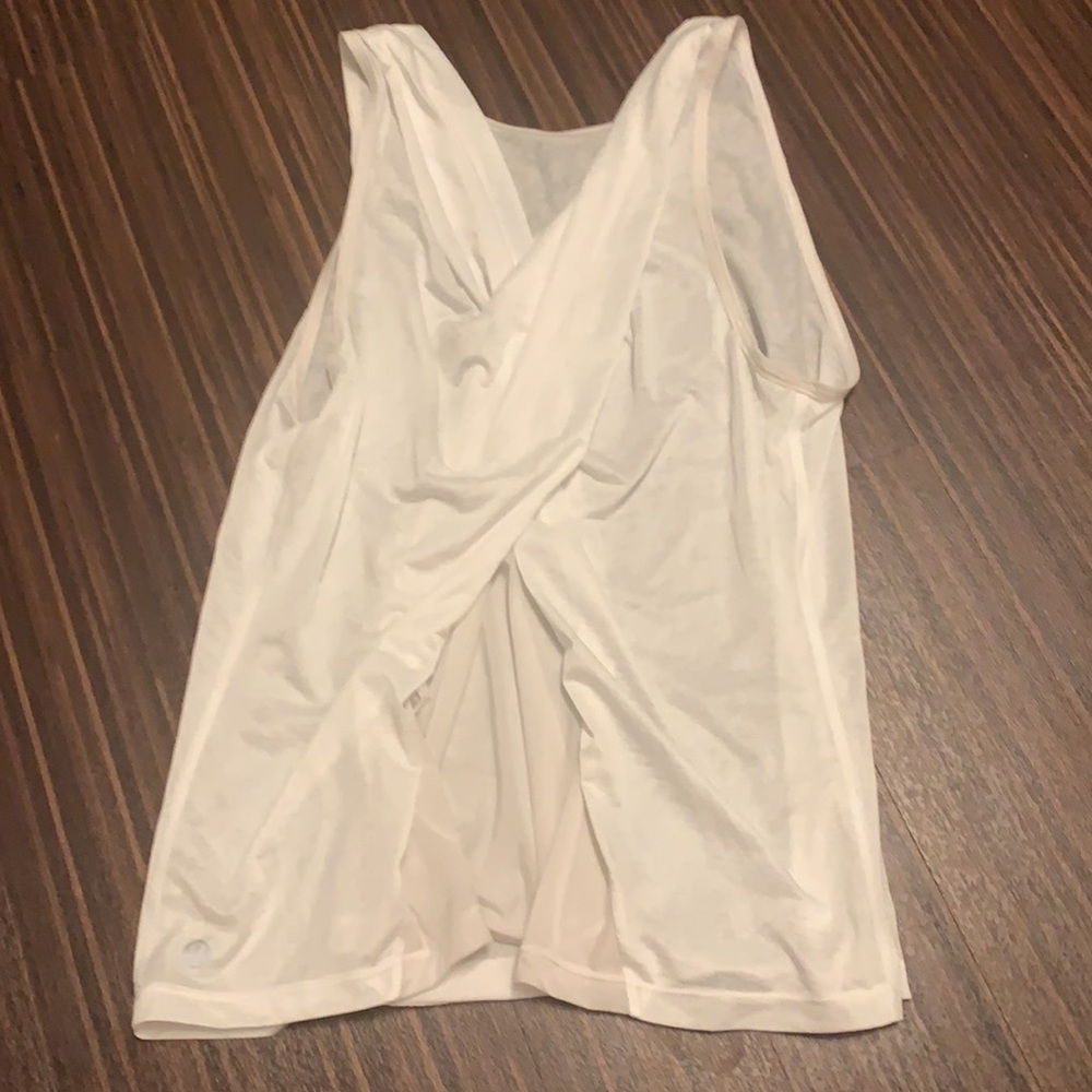 White Lululemon Sheer tank top with twisted back